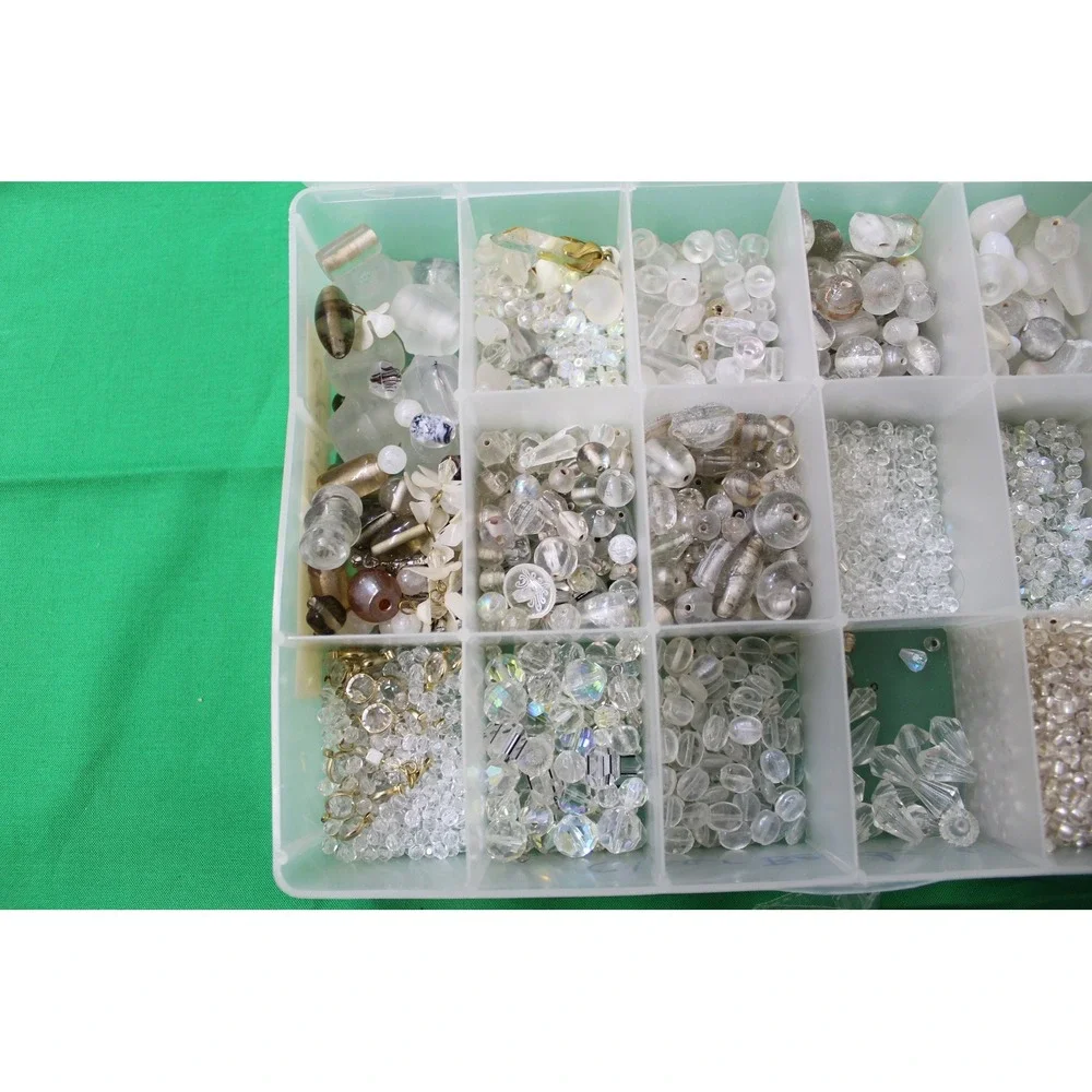 Vintage Clear Bead Assortment, Jewelry Making Supplies (2.6 lbs)